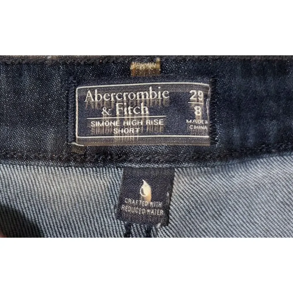 Abercrombie & Fitch Simone High Rise Short Size 29 / 8 Distressed Denim Jean EUC